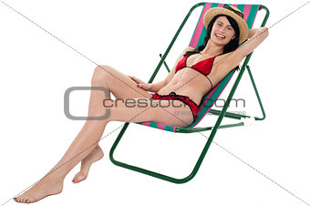 Sexy bikini model enjoying summer day