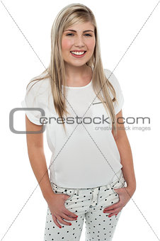 Stylish portrait of a fashionable happy teen girl