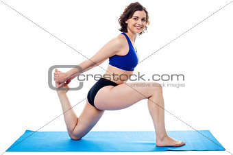 Fit woman doing bent knees exercise