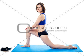 Active female doing thigh excercise