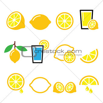 Lemon, lime - food icons set
