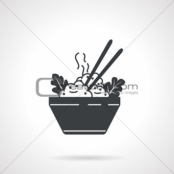 Rice bowl black vector icon