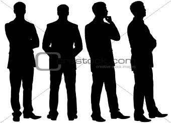 Silhouettes of thinking businessman in different postures
