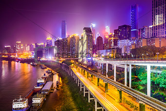 Chongqing, China Riverside Cityscape