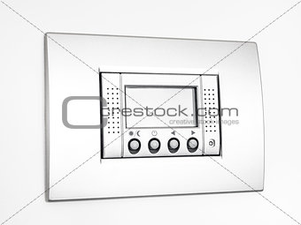 Digital empty Thermostat on white background