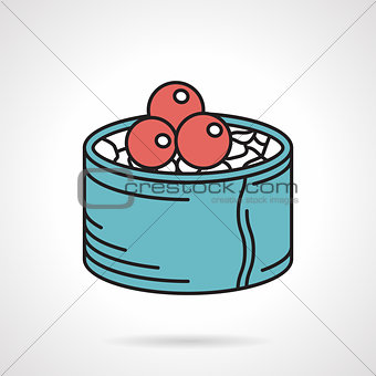 Sushi with caviar flat vector icon