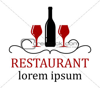 restaurant background with wine glass and bottle