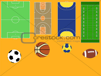 balls, fields and court