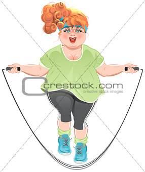 Fat woman skipping rope