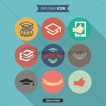 Icons of education and intelligence in Flat Style, logo, vector illustration