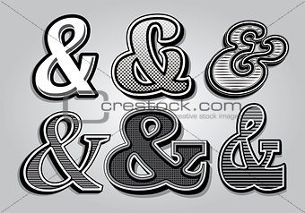 set of stylish ampersands from different fonts