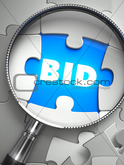 Bid - Puzzle with Missing Piece through Loupe.