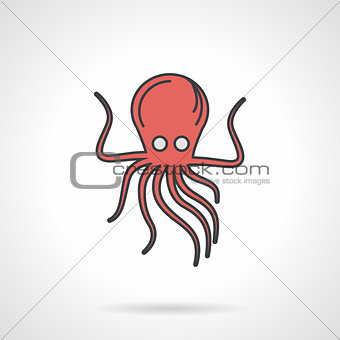 Flat vector icon for red octopus