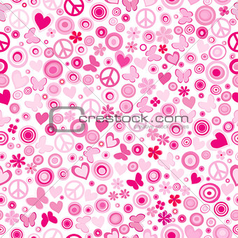Pink flower power seamless background
