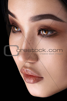 Asian woman with glamour eye make up close-up