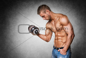 Athlete with dumbbell