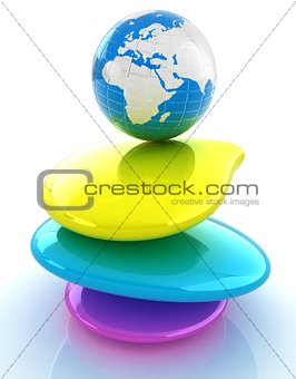 Colorfull earth on spa stones. 3d icon 