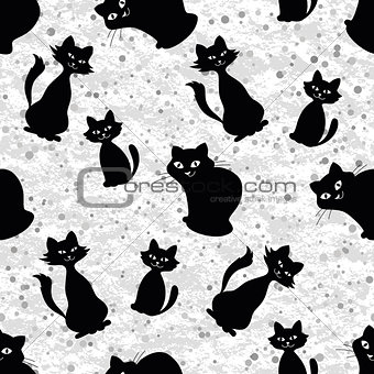 Seamless background with cats silhouettes