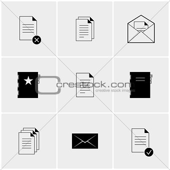 Black and white set of icons
