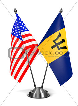 USA and Barbados - Miniature Flags.