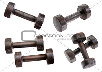 old  rusty dumbbells collection