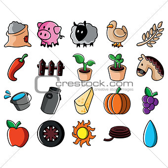 Agricultural Icons Set