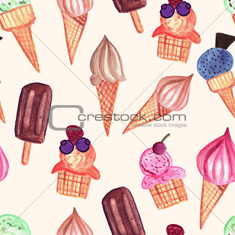 Vector  Ice Cream Seamless Pattern