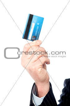 Image of man's hand holding cash card