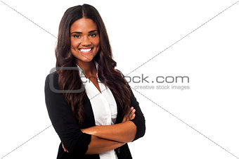 Confident young charming businesswoman