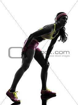woman runner running pain muscle cramp  silhouette