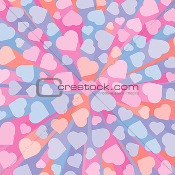 Abstract 3D background with colorful hearts.  Vector illustration