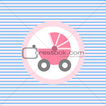 Baby carriage color flat icon