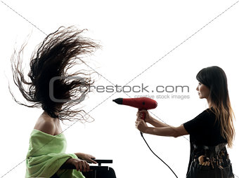 woman and hairdresser silhouette