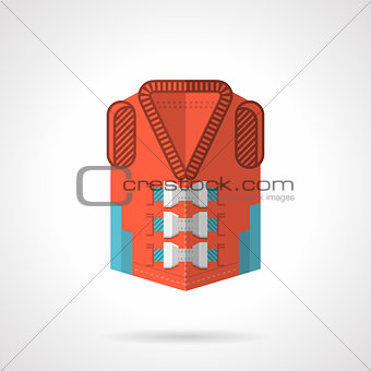 Red rescue jacket flat vector icon