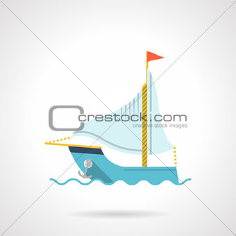 Flat vector icon for sailboat
