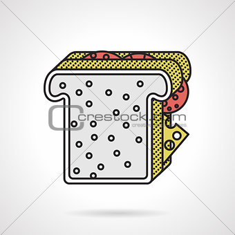 Flat vector icon for toast sandwich