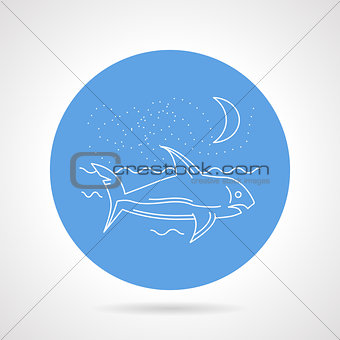 Shark in sea round vector icon