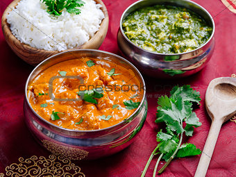 Butter chicken and Saag Paneer