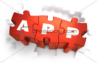 APP - White Abbreviation on Red Puzzles.