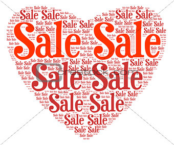 Red heart word shape for retail events on white background