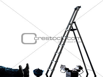 accident manual worker man falling from  ladder  silhouette