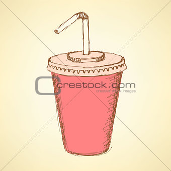 Sketch soda cup in vintage style