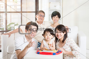 Asian Multi Generation Family Relaxing