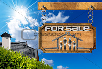 House For Sale Sign - Metal Meter with Family
