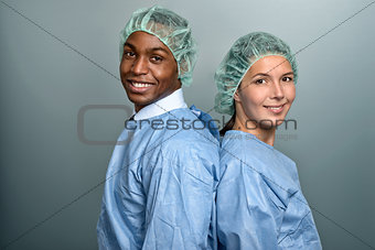 African doctor or male nurse in scrubs