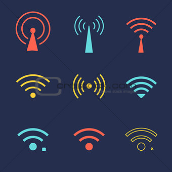 Set of wi fi icons for business or commercial use.