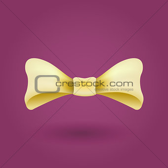 Glamorous vector 3d bow tie.  Yellow on violet background.