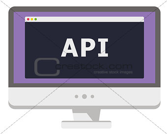 vector illustration of personal computer display showing window with api heading
