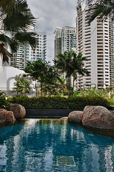 swimming pool with views of the skyscrapers