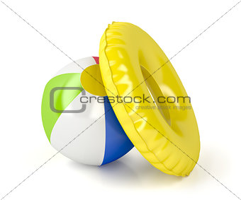 Beach ball and swim ring